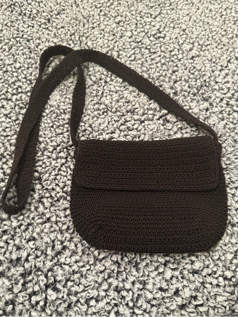 💥 $5 if bundled - Brown Crochet Crossbody Mini Bag Purse Zip closure